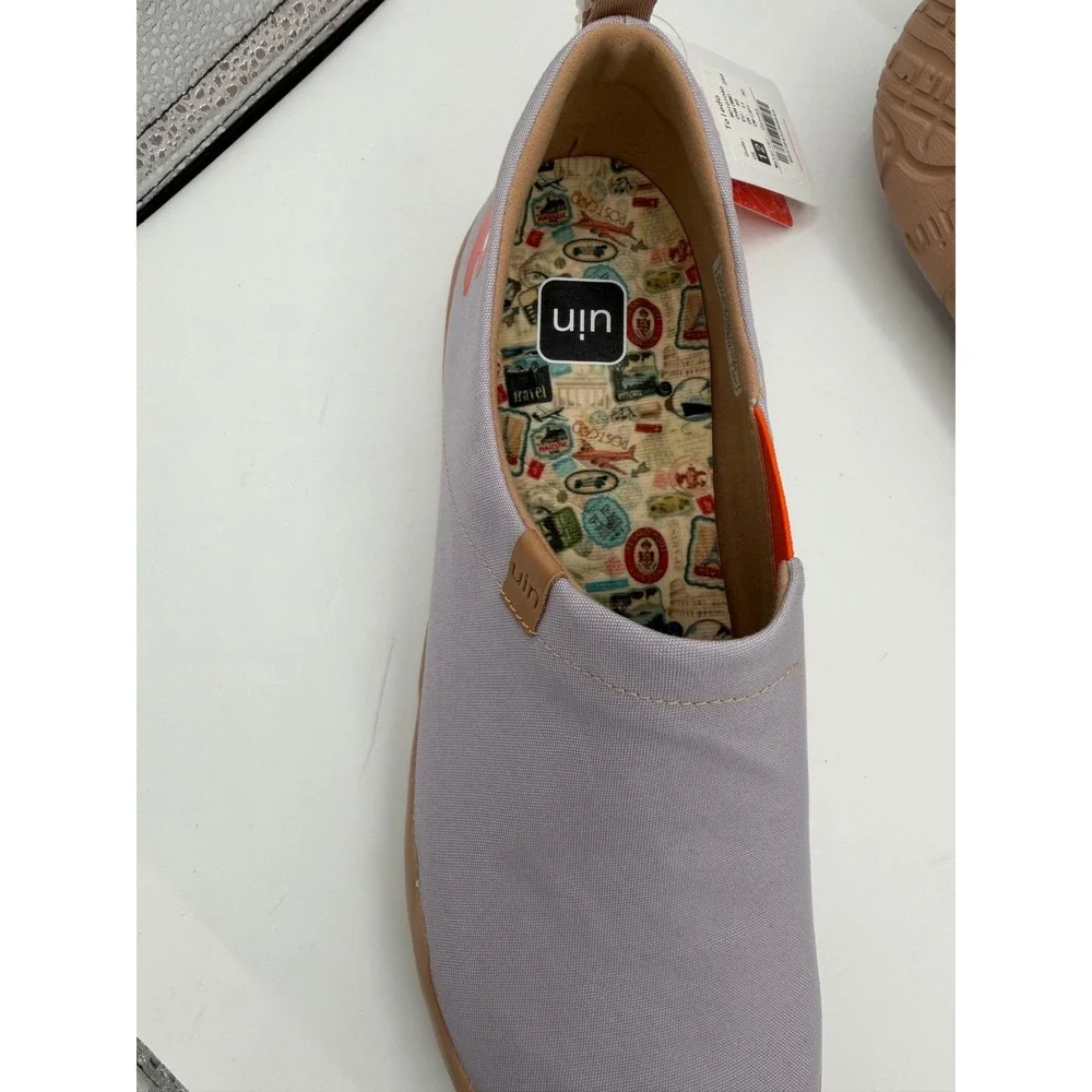 UIN Toledo Mens Lavender Gray Canvas Slip On Travel Shoes‎ Loafers Size 12 NEW